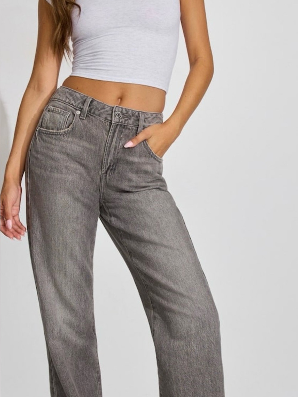 Gray High-Rise Wide Leg Women’s Jeans